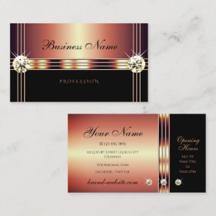Stylish Rose Gold and Black with Faux Rhinestones Business Card