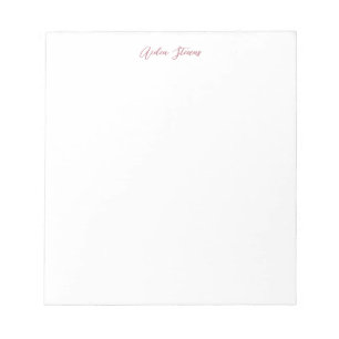 Stylish Rose Gold Calligraphy Name White Notepad