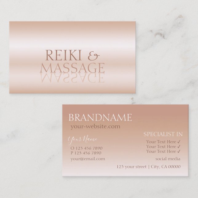 Stylish Rose Gold Chic Mirror Letters Professional Business Card (Front/Back)