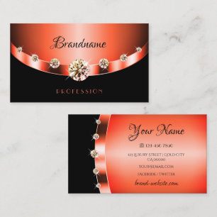 Stylish Rose Gold Effect on Black Jewels Diamonds Business Card