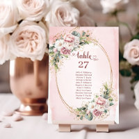 Stylish Rose Gold Flowers Eucalyptus Table Numbers