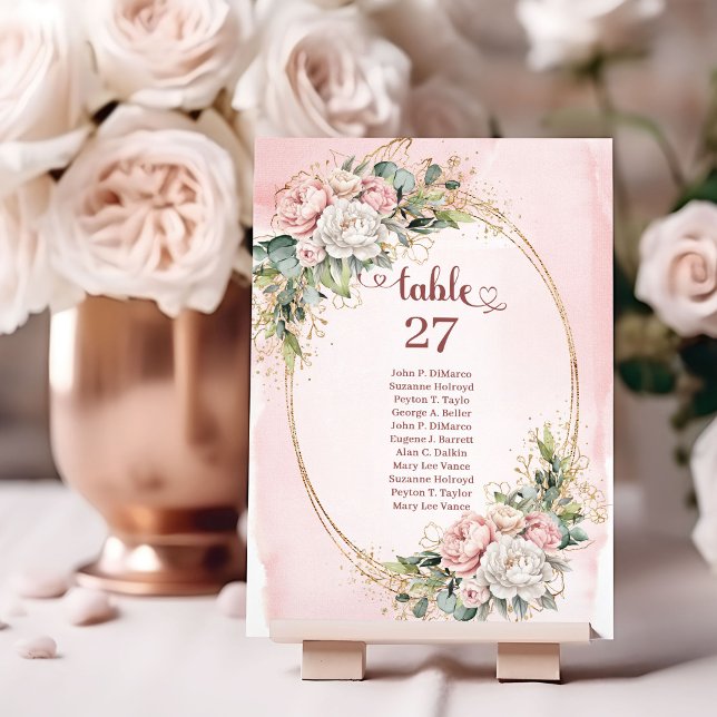Stylish Rose Gold Flowers Wedding Table Number (Stylish Rose Gold Flowers Wedding Table Number)