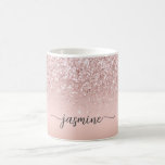 Stylish Rose Gold Glitter Monogram Name Signature Coffee Mug<br><div class="desc">Girly Glam Blush Rose Gold Glitter Metallic Monogram Name Script Custom Personalised Coffee Mug. These design featuring your first name in a pretty hand lettered style swash tail font signature typography on blush pink rose gold faux metallic foil with glam sparkle glitter border. These are easy to customise it. Great...</div>