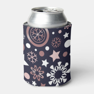Stylish rose gold metallic winter snowflakes can cooler