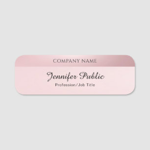 Stylish Rose Gold Modern Trendy Typography Script Name Tag