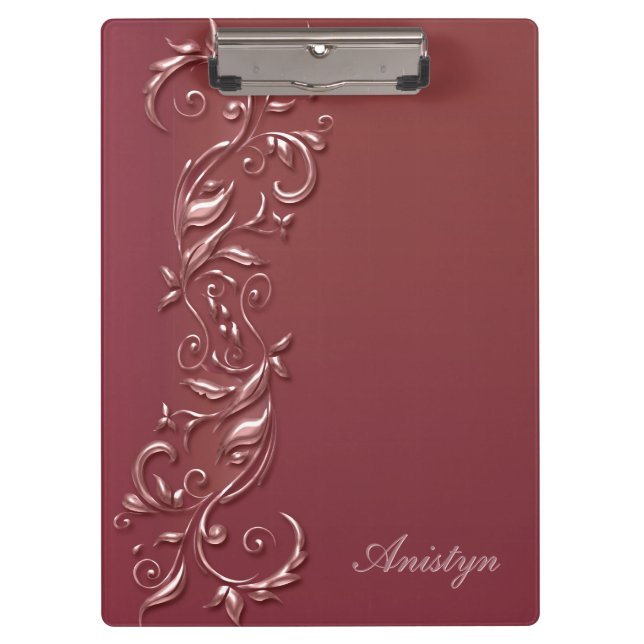 Stylish Rose Gold Ornate Design Clipboard (Front)