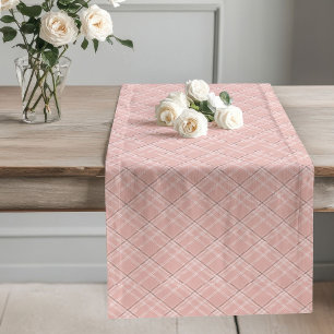 Stylish Rose Gold Plaid Table Runner Dining Room
