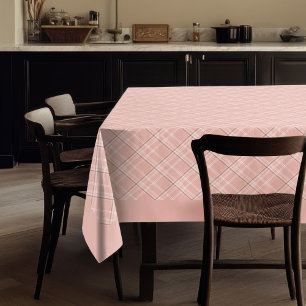 Stylish Rose Gold Plaid Tablecloth for Dining
