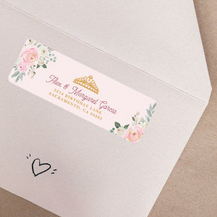 Stylish Rose Gold Watercolor Rose Quinceanera Return Address Label