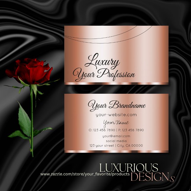 Stylish Rose Golden Glamourous Modern and Simple Business Card (Creator Uploaded)