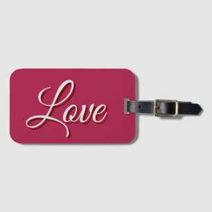 Stylish Rose Red Love Wedding Calligraphy Luggage Tag
