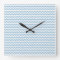 Stylish Round Wall Clock, Blue and White Chevrons