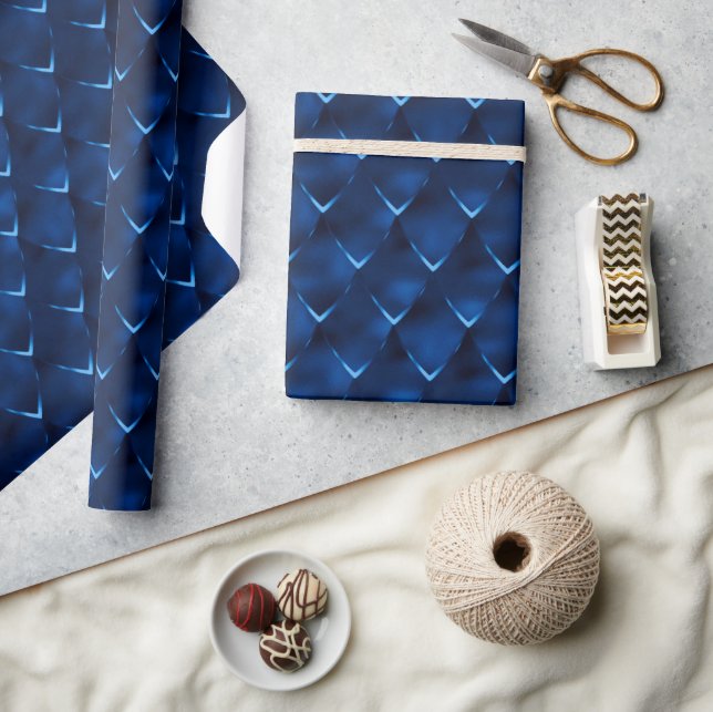Stylish Royal Blue Foil Dragon Scales Pattern Wrapping Paper (Crafts)