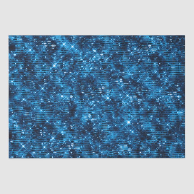 Stylish Royal Blue Shimmer Glitter Glam Pattern Tissue Paper (Front)