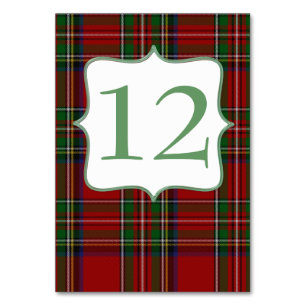 Stylish Royal Stewart Plaid Wedding Table Number