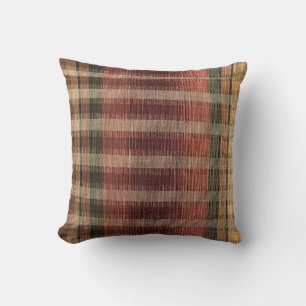 Stylish Rust and Brown Plaid Cushion
