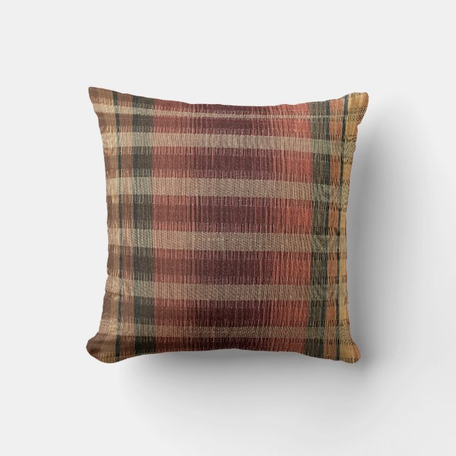 Stylish Rust and Brown Plaid   Cushion (Front)