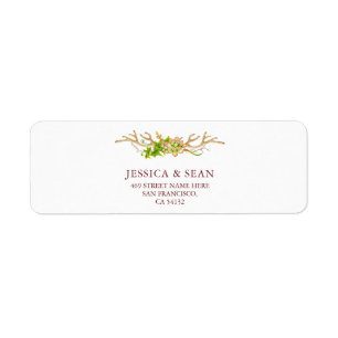 Stylish Rustic Antlers & Wildflowers Return Address Label