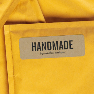 Stylish Rustic Bold Handmade Faux Kraft Return Address Label