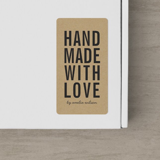 Stylish Rustic Bold Handmade with Love Faux Kraft (Creator Uploaded)