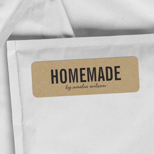 Stylish Rustic Bold Homemade Faux Kraft Return Address Label (Creator Uploaded)