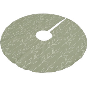 Stylish Rustic Botanical in Sage Green  Brushed Polyester Tree Skirt