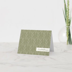 Stylish Rustic Botanical Sage Green Personalised Note Card