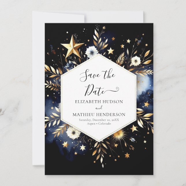  Stylish Rustic Celestial Wedding Save The Date (Front)