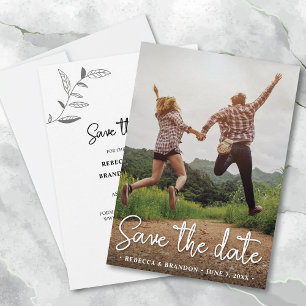 Stylish Rustic Double Sided Save The Date Photo