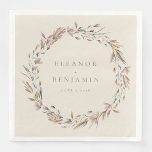 Stylish Rustic Earthy Botanical Custom Wedding Napkin