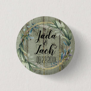 Stylish Rustic Leafy Wreath Wedding 3 Cm Round Badge