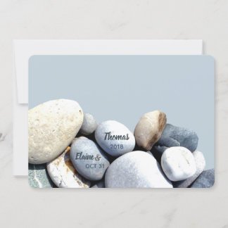 Stylish Rustic Name Modern Unusual Pebbles Wedding
