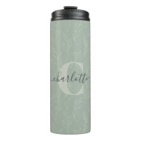 Stylish Rustic Sage Green Botanical Floral Name