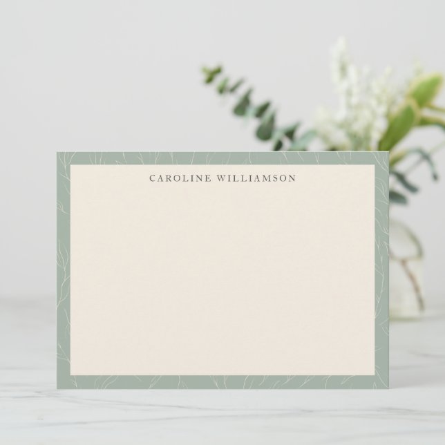 Stylish Rustic Sage Green Botanical Personalised   Card (Standing Front)