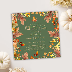 Stylish Rustic Thanksgiving Friendsgiving Dinner Invitation