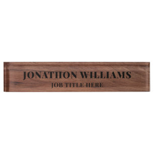 Stylish Rustic Wood  Nameplate