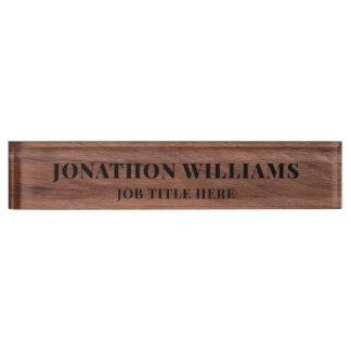 Stylish Rustic Wood  Nameplate