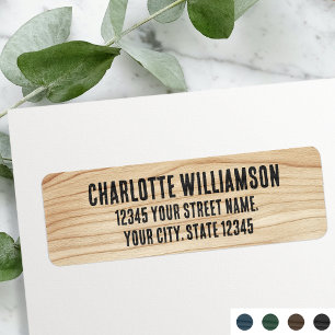 Stylish Rustic Woodgrain Black Return Address Label
