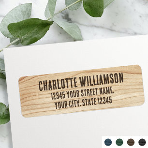 Stylish Rustic Woodgrain Brown Return Address Label