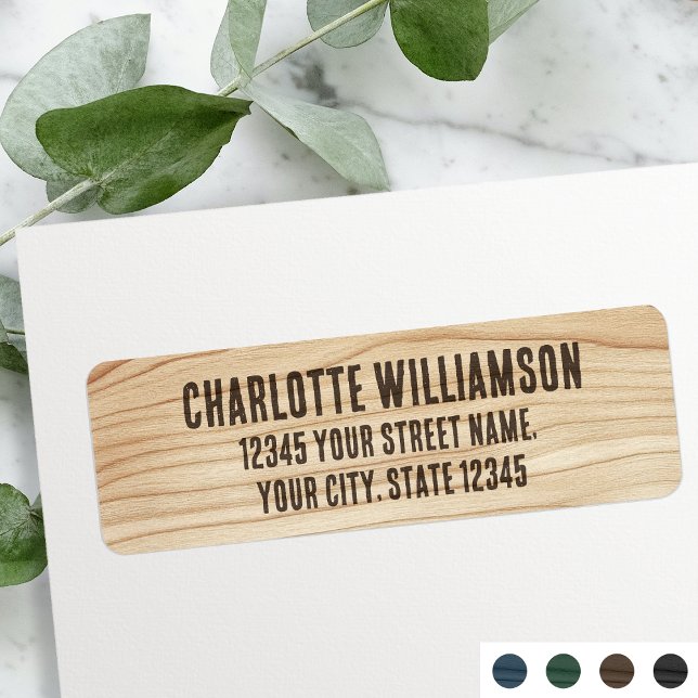 Stylish Rustic Woodgrain Brown Return Address Label (Creator Uploaded)