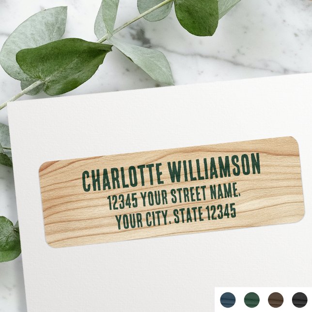 Stylish Rustic Woodgrain Green Return Address Label (Creator Uploaded)