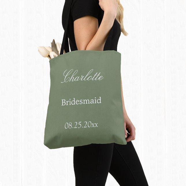 Stylish Sage Green Bridesmaid Tote Bag (Creator Uploaded)