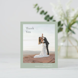 Stylish Sage Green Budget Wedding Thank You Card