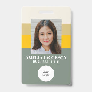 Stylish Sage Green Employee Photo ID and Logo Badge