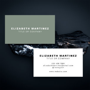Stylish Sage Green Front and Back Personalized Business Card