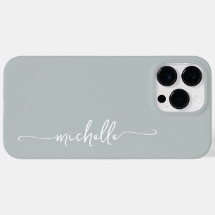 Stylish Sage Green Girly Minimal Name Script Case-Mate iPhone 14 Pro Max Case