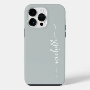 Stylish Sage Green Girly Minimal Name Script iPhone 14 Pro Max Case