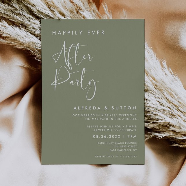 Stylish Sage Green Happily ever after party Invitation (Creator Uploaded)