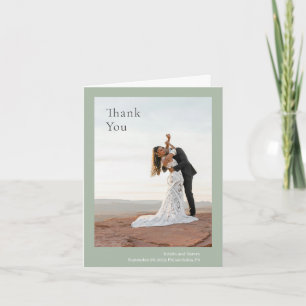 Stylish Sage Green Modern Wedding Thank You Card