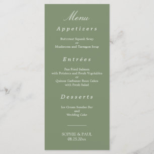Stylish Sage Green Wedding Menu